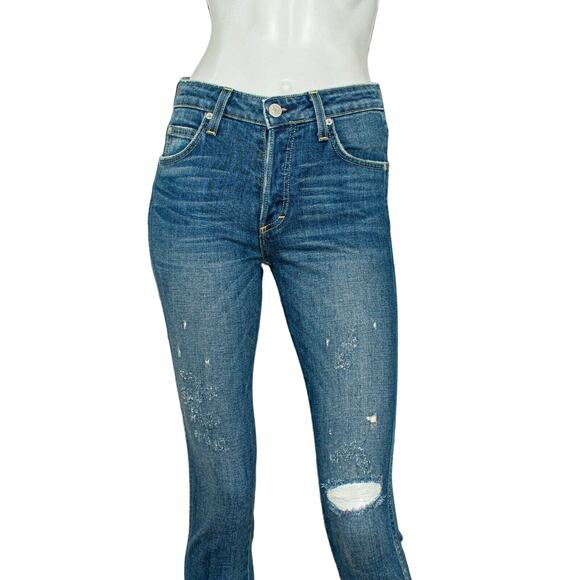 AMO Denim BABE Dive Bar Destroy Jeans Crop fray Women's Size 26 - Picture 8 of 12
